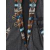 Tribal Print Patchwork Buckle Strap Hooded Top And Dark Wash Pencil Jeans Lace Up Buckle Boots Earrings Outfit - Gris S | US 4