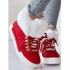 Lace-Up Snow Faux Fur Trim Ankle Boots - Rouge EU 41