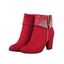 Faux Rhinestones Decor Matte Finish Chunky Heels Ankle Boots - Rouge EU 40