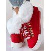 Lace-Up Snow Faux Fur Trim Ankle Boots - Rouge EU 41