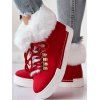 Lace-Up Snow Faux Fur Trim Ankle Boots - Rouge EU 41