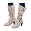 Mid-Calf Suede Belt Buckle High Heel Boots - café lumière EU 43