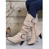 Mid-Calf Suede Belt Buckle High Heel Boots - café lumière EU 43