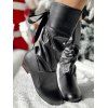 Low Heel Round Toe Warm Back Tie Mid-Calf Knight Boots - Noir EU 41