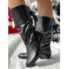 Low Heel Round Toe Warm Back Tie Mid-Calf Knight Boots - Noir EU 41