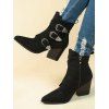 Pointed Toe Buckle Close Side Zipper Ankle Boots - Noir EU 39