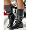 Low Heel Round Toe Warm Back Tie Mid-Calf Knight Boots - Noir EU 41