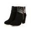 Faux Rhinestones Decor Matte Finish Chunky Heels Ankle Boots - Rouge EU 40