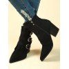 Pointed Toe Buckle Close Side Zipper Ankle Boots - Noir EU 39