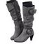 Mid-Calf Suede Belt Buckle High Heel Boots - café lumière EU 43