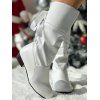 Low Heel Round Toe Warm Back Tie Mid-Calf Knight Boots - Blanc EU 43