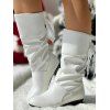 Low Heel Round Toe Warm Back Tie Mid-Calf Knight Boots - Blanc EU 43