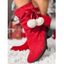 Round Toe Mid-Calf Bowknot Pom-Pom Detail Slouch Boots - Rouge EU 36