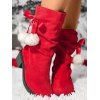 Round Toe Mid-Calf Bowknot Pom-Pom Detail Slouch Boots - Rouge EU 36