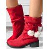 Round Toe Mid-Calf Bowknot Pom-Pom Detail Slouch Boots - Rouge EU 36