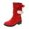 Round Toe Mid-Calf Bowknot Pom-Pom Detail Slouch Boots - Rouge EU 36