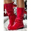 Low Heel Round Toe Warm Back Tie Mid-Calf Knight Boots - Rouge EU 43