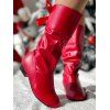 Low Heel Round Toe Warm Back Tie Mid-Calf Knight Boots - Rouge EU 43