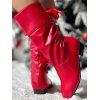 Low Heel Round Toe Warm Back Tie Mid-Calf Knight Boots - Rouge EU 43