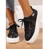 Mesh Platform Lace-Up Breathable Versatile Casual Flat Shoes - Noir EU 41