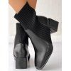 Chunky Heel Square Toe Knit Slim-Fit Martin Mid-Heel Stretch Ankle Boots - Noir EU 43