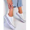 Low-Top Rubber Sole Canvas Lace Up Flat Shoes - Blanc EU 43