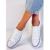 Low-Top Rubber Sole Canvas Lace Up Flat Shoes - Blanc EU 43