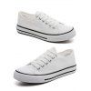 Low-Top Rubber Sole Canvas Lace Up Flat Shoes - Blanc EU 43