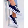 Low-Top Rubber Sole Canvas Lace Up Flat Shoes - Bleu profond EU 43