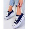 Low-Top Rubber Sole Canvas Lace Up Flat Shoes - Bleu profond EU 43