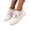 Mesh Platform Lace-Up Breathable Versatile Casual Flat Shoes - Blanc EU 43