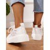 Mesh Platform Lace-Up Breathable Versatile Casual Flat Shoes - Blanc EU 43