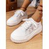 Mesh Platform Lace-Up Breathable Versatile Casual Flat Shoes - Blanc EU 43