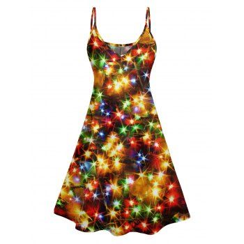 Mini Robe Ligne A Colorée Etoile Imprimée à Bretelle Fine