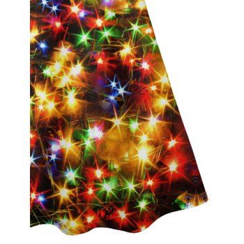 Shinny Colorful Star Allover Print Mini Dress V Neck Spaghetti Strap A Line Dress