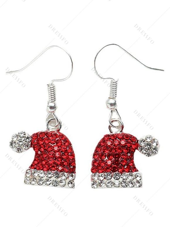 Christmas Ball Cute Elk Print Lace Up Mini Hooded Dress And Over The Knee Boots Artificial Crystal Hat Drop Earrings Outfit - Noir S | US 4