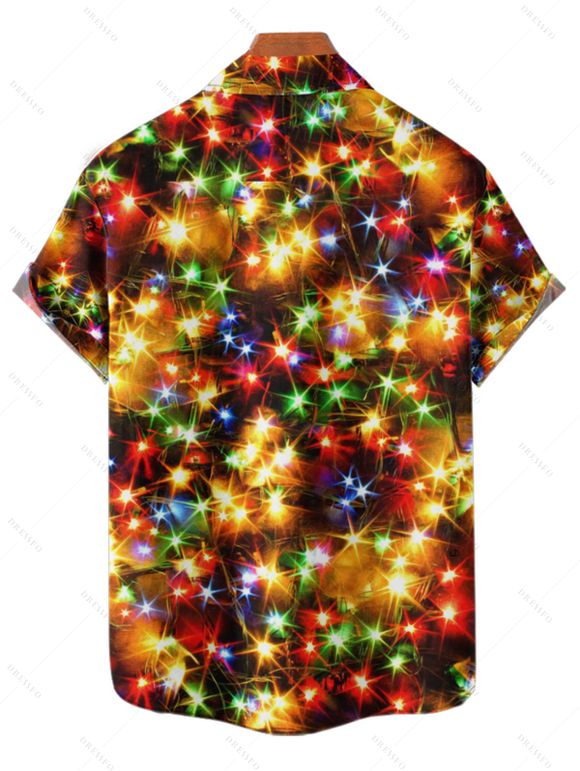 Chemise Boutonnée Colorée Etoile Imprimée Partout à Manches Courtes - multicolor XL
