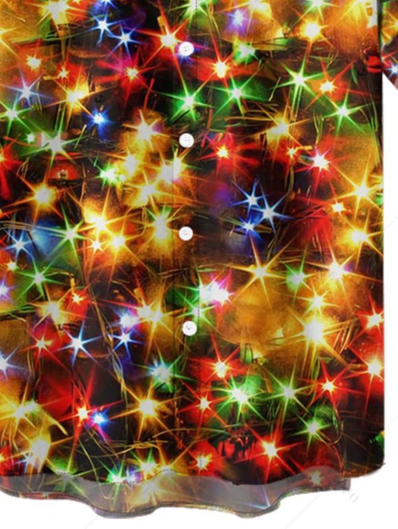 Chemise Boutonnée Colorée Etoile Imprimée Partout à Manches Courtes - multicolor XL