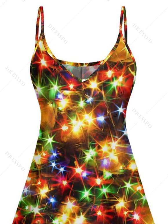 Mini Robe Ligne A Colorée Etoile Imprimée à Bretelle Fine - multicolor XL | US 12