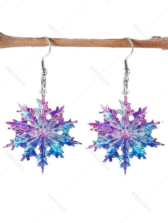 Boucles D'Oreilles de Noël Pendantes Flocon de Neige en Acrylique - multicolor A 