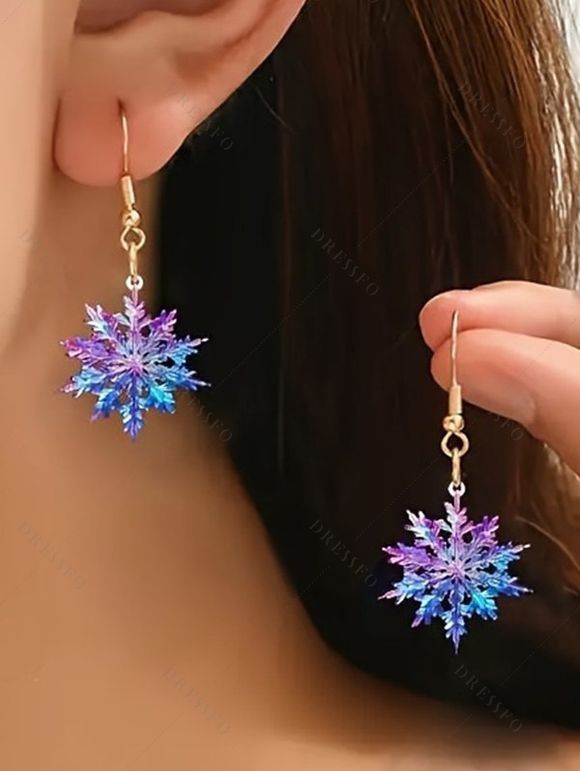 Boucles D'Oreilles de Noël Pendantes Flocon de Neige en Acrylique - multicolor A 
