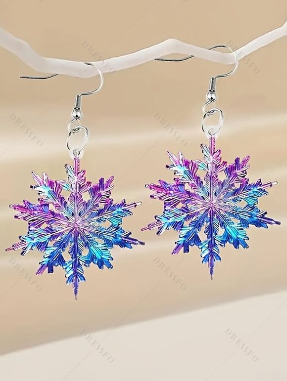 Boucles D'Oreilles de Noël Pendantes Flocon de Neige en Acrylique - multicolor A 