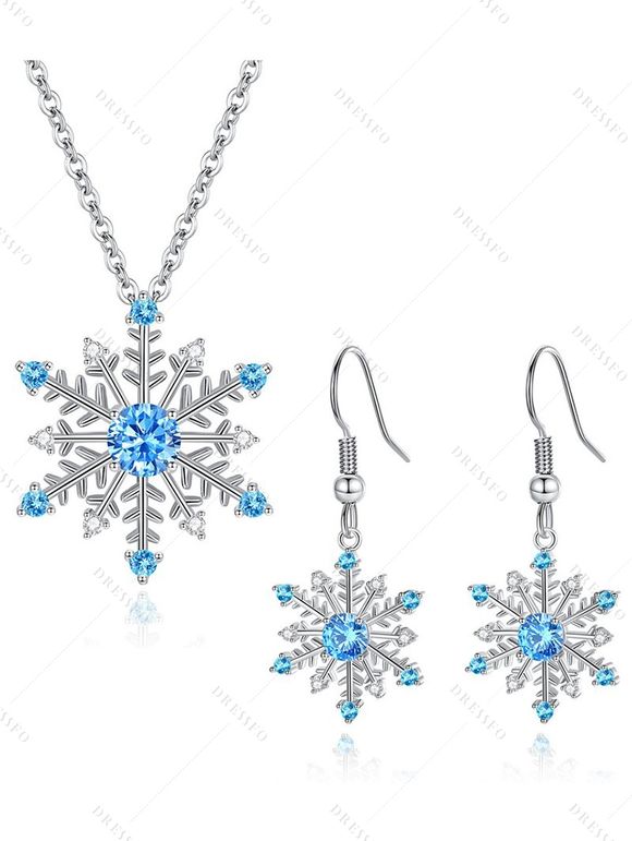 Ensemble de Boucles D'oreilles et Collier avec Pendentif Flocon de Neige en Strass - multicolor A 