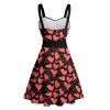 Mini-Robe Cœur Imprimé Partout à Volants Saint-Valentin - Noir XXXXXL | US 20