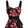 Mini-Robe Cœur Imprimé Partout à Volants Saint-Valentin - Noir XXXXXL | US 20