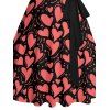 Mini-Robe Cœur Imprimé Partout à Volants Saint-Valentin - Noir XXXXXL | US 20