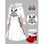 Christmas Antlers Letters Pattern Lace Up Mini Hooded Dress And Faux Fur High Heeled Boots Plaid Snowflake Earrings Outfit - Rouge S | US 4