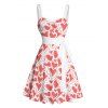 Allover Heart Print Valentine's Day Belted Mini Dress And Short Sleeve Shirt Matching Outfit - Blanc S | US 4