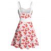 Allover Heart Print Valentine's Day Belted Mini Dress And Short Sleeve Shirt Matching Outfit - Blanc S | US 4