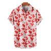 Allover Heart Print Valentine's Day Belted Mini Dress And Short Sleeve Shirt Matching Outfit - Blanc S | US 4